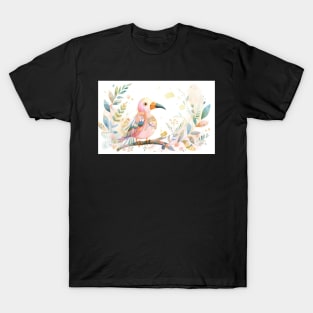 Whimsical and Cute Watercolor Bird T-Shirt